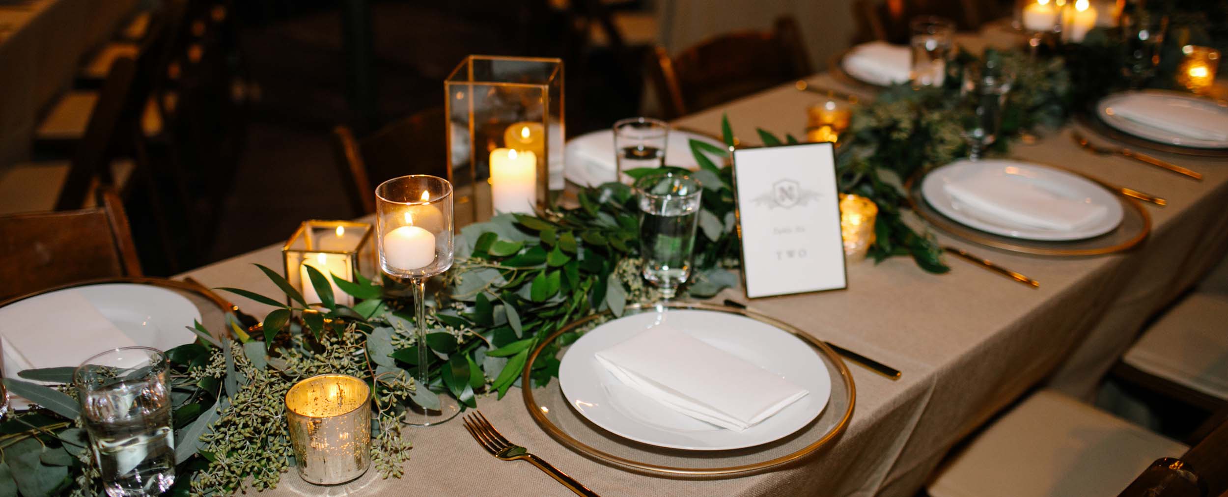Decorated banquet table